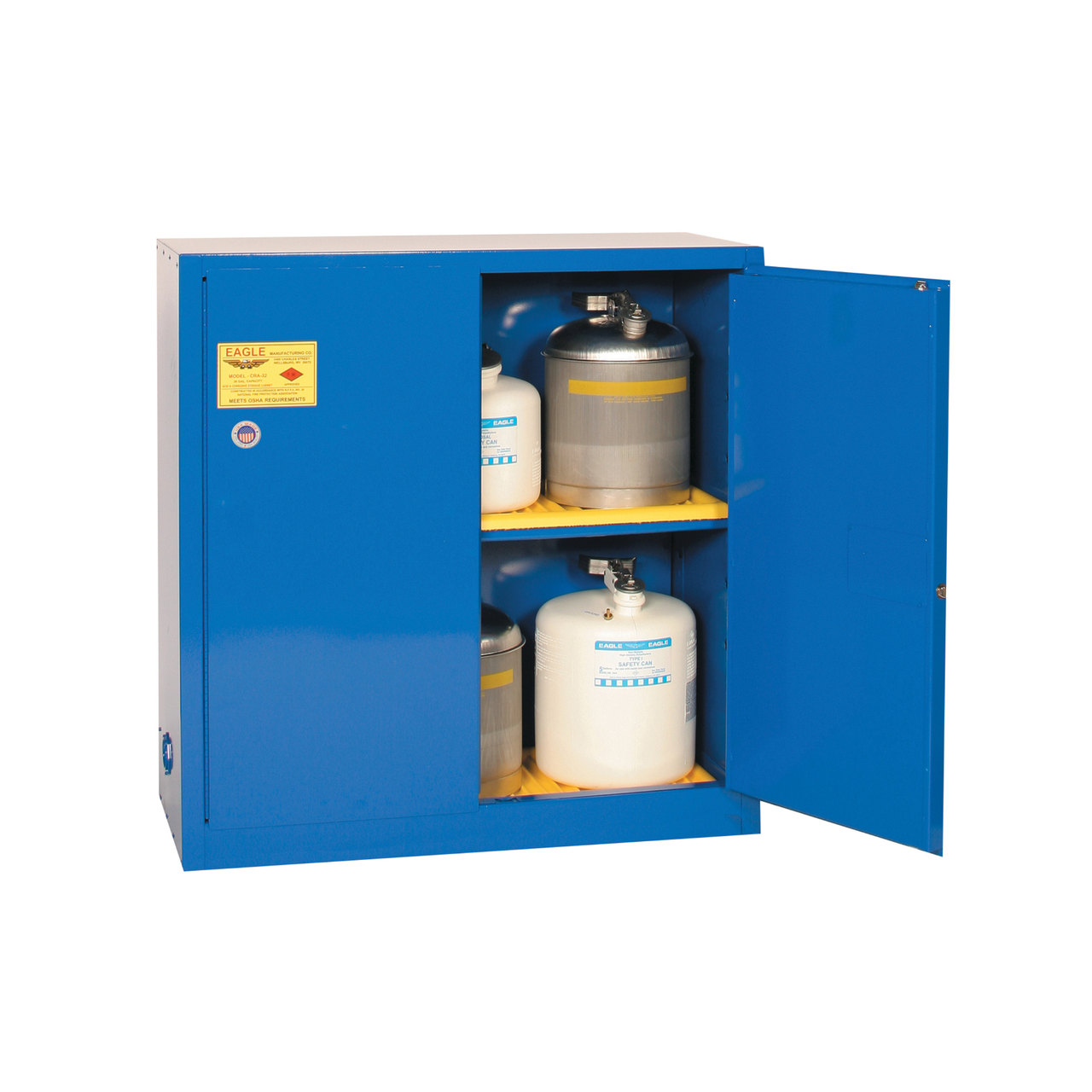 Eagle® Acid Safety Cabinet, 30 gallon, 2 Door, Manual Close for Corrosives
